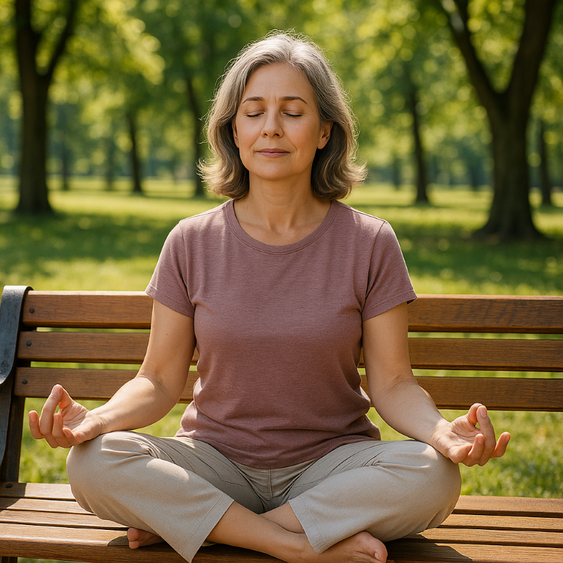 Pessoa meditando serenamente